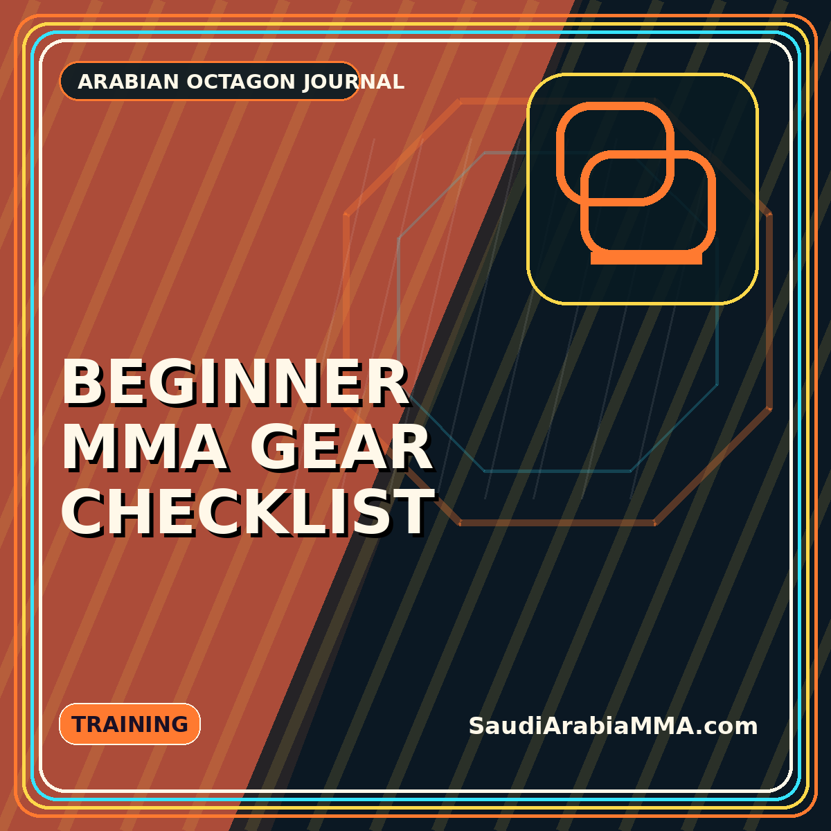 Neon beginner MMA gear checklist graphic